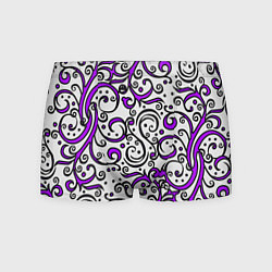 Трусы-боксеры мужские Фиолетовые кружевные узоры, цвет: 3D-принт
