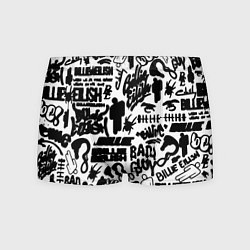 Трусы-боксеры мужские Билли Айлиш автографы черно белый, цвет: 3D-принт
