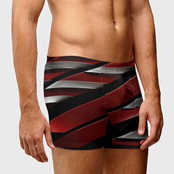 Трусы-боксеры мужские Красная металическая абстракция, цвет: 3D-принт — фото 2