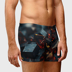 Трусы-боксеры мужские Темные абстрактные кубы, цвет: 3D-принт — фото 2