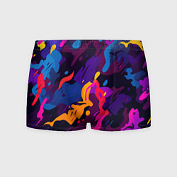 Трусы-боксеры мужские Камуфляж из разноцветных красок, цвет: 3D-принт