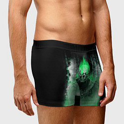 Трусы-боксеры мужские Зелёный скелет в дыму, цвет: 3D-принт — фото 2