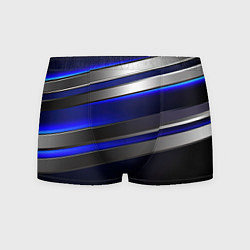 Трусы-боксеры мужские Серебряные полосы на ярком синем фоне, цвет: 3D-принт