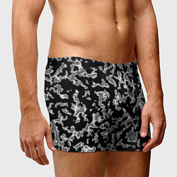 Трусы-боксеры мужские Капли жидкого металла - камуфляж на чёрном, цвет: 3D-принт — фото 2