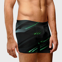 Трусы-боксеры мужские Спортивный черно-зеленый стиль, цвет: 3D-принт — фото 2