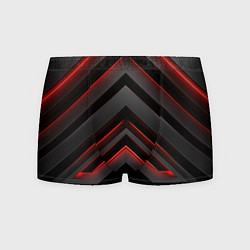 Трусы-боксеры мужские Красные яркие неоновые полосы на черной абстракции, цвет: 3D-принт