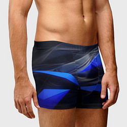 Трусы-боксеры мужские Black and blue abstract background sport style, цвет: 3D-принт — фото 2