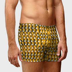 Трусы-боксеры мужские Узор из треугольников жёлтый, цвет: 3D-принт — фото 2