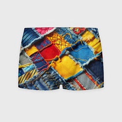 Трусы-боксеры мужские Colorful denim patchwork - ai art, цвет: 3D-принт
