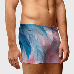 Трусы-боксеры мужские Пастельно-голубые и розовые перья, цвет: 3D-принт — фото 2