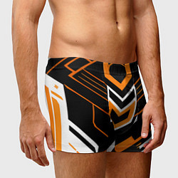 Трусы-боксеры мужские Полосы и оранжево-белый шестиугольник, цвет: 3D-принт — фото 2