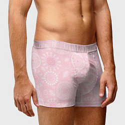 Трусы-боксеры мужские Розовый цветочный паттерн, цвет: 3D-принт — фото 2
