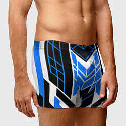 Трусы-боксеры мужские Blue and black stripes on a white background, цвет: 3D-принт — фото 2