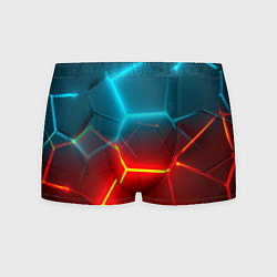 Мужские трусы Голубые и красные неоновые плиты в разломе