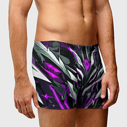 Трусы-боксеры мужские Хаотичная фиолетово-белая абстракция, цвет: 3D-принт — фото 2
