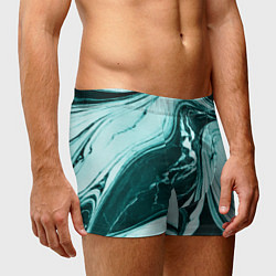 Трусы-боксеры мужские Бирюзовый мрамор, цвет: 3D-принт — фото 2