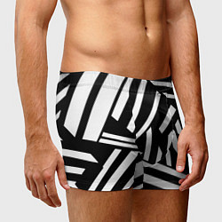 Трусы-боксеры мужские Геометрические линии - абстракция чб коллаж, цвет: 3D-принт — фото 2