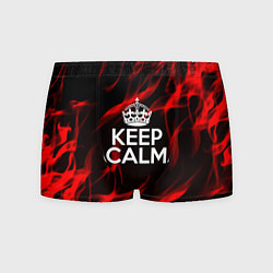 Трусы-боксеры мужские Keep calm flame red, цвет: 3D-принт