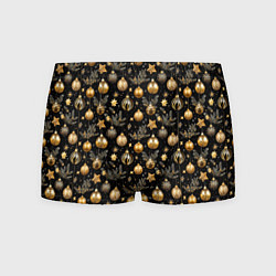 Трусы-боксеры мужские Золотые новогодние шары, цвет: 3D-принт