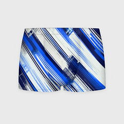 Трусы-боксеры мужские Синие диагональные полосы на белом фоне, цвет: 3D-принт