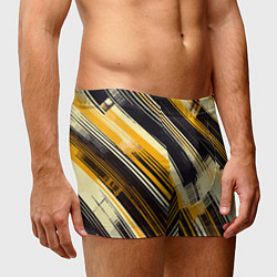 Трусы-боксеры мужские Жёлтые диагональные полосы на чёрном фоне, цвет: 3D-принт — фото 2