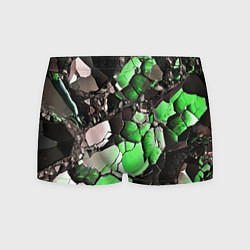 Трусы-боксеры мужские Чёрно-зелёный камень, цвет: 3D-принт