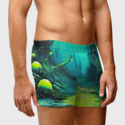 Трусы-боксеры мужские Зелёная кислотная абстракция, цвет: 3D-принт — фото 2
