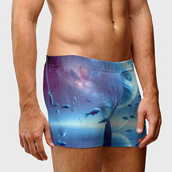 Трусы-боксеры мужские Луна и рыбы - нейроарт фантазия, цвет: 3D-принт — фото 2