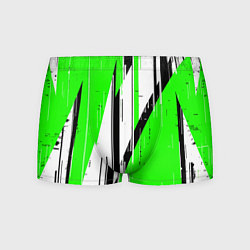 Мужские трусы Black and white vertical stripes on a green backgr