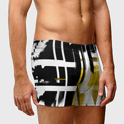 Трусы-боксеры мужские Чёрно-жёлтые вертикальные и горизонтальные полосы, цвет: 3D-принт — фото 2