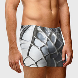 Трусы-боксеры мужские Полированный металл серебряный, цвет: 3D-принт — фото 2