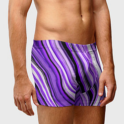 Трусы-боксеры мужские Волнистые вертикальные чёрно-фиолетовые полосы, цвет: 3D-принт — фото 2