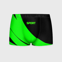 Трусы-боксеры мужские Sport чёрно-зелёный, цвет: 3D-принт