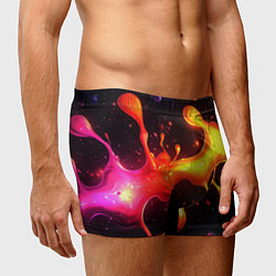 Трусы-боксеры мужские Радужные кляксы на черном фоне, цвет: 3D-принт — фото 2