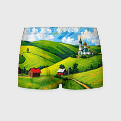 Трусы-боксеры мужские Русская деревенька, цвет: 3D-принт