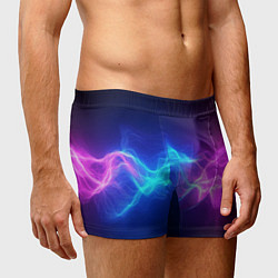 Трусы-боксеры мужские Звуковая волна неоновый узор, цвет: 3D-принт — фото 2
