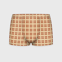 Трусы-боксеры мужские Светлый коричневый простая клетка, цвет: 3D-принт