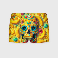 Трусы-боксеры мужские Красочный летний паттерн с черепом - нейроарт, цвет: 3D-принт