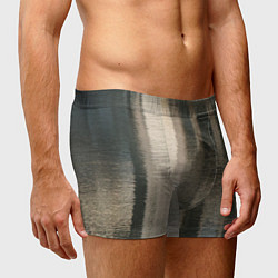 Трусы-боксеры мужские Размытые серо-бежевые полосы, цвет: 3D-принт — фото 2