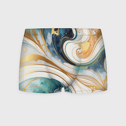 Мужские трусы Аквамарин и оранж узор с завитками