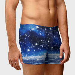Трусы-боксеры мужские Космический синий абстрактный фон - текстура, цвет: 3D-принт — фото 2