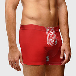 Трусы-боксеры мужские Славянский узор на красном - вышиванка рубаха крас, цвет: 3D-принт — фото 2