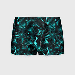 Трусы-боксеры мужские Бирюзово-черная мраморная текстура - блики, цвет: 3D-принт