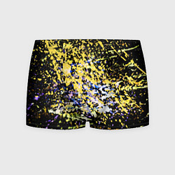 Трусы-боксеры мужские Желто синяя краска на черном, цвет: 3D-принт