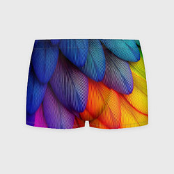 Трусы-боксеры мужские Радужные перья попугая, цвет: 3D-принт