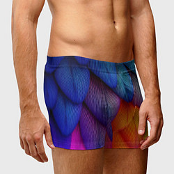 Трусы-боксеры мужские Радужные перья попугая, цвет: 3D-принт — фото 2