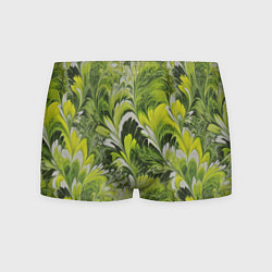 Мужские трусы Мраморный абстрактный паттерн - зеленые и желтые о