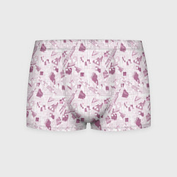 Мужские трусы Мемфис бордовый на белом геометрический клетчатый