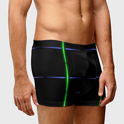 Трусы-боксеры мужские Color black green purple stripes, цвет: 3D-принт — фото 2