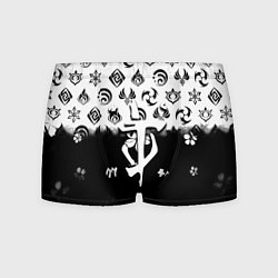 Трусы-боксеры мужские Doom черно белые аниме, цвет: 3D-принт